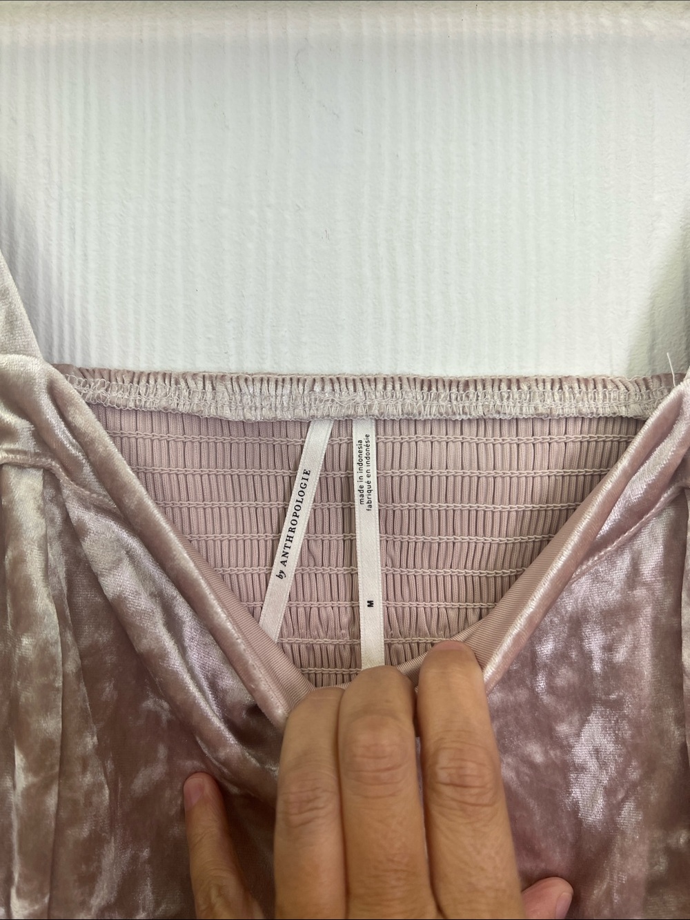 Anthropologie - Jessima Light Pink Square Neckline Long Sleeve Velvet Blouse M - Picture 8 of 10